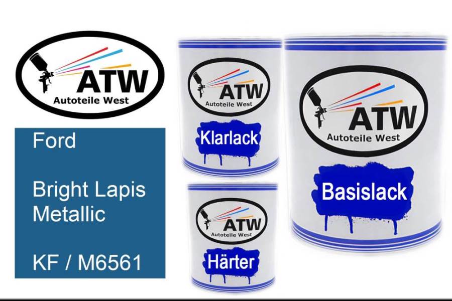 Ford, Bright Lapis Metallic, KF / M6561: 1L Lackdose + 1L Klarlack + 500ml Härter - Set, von ATW Autoteile West.